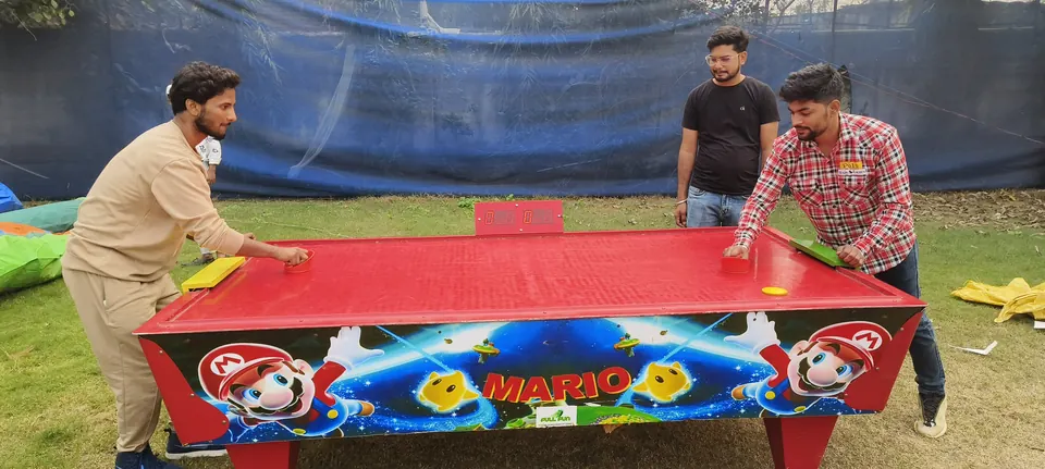 Air hockey game table ready for party guests in Lucknow