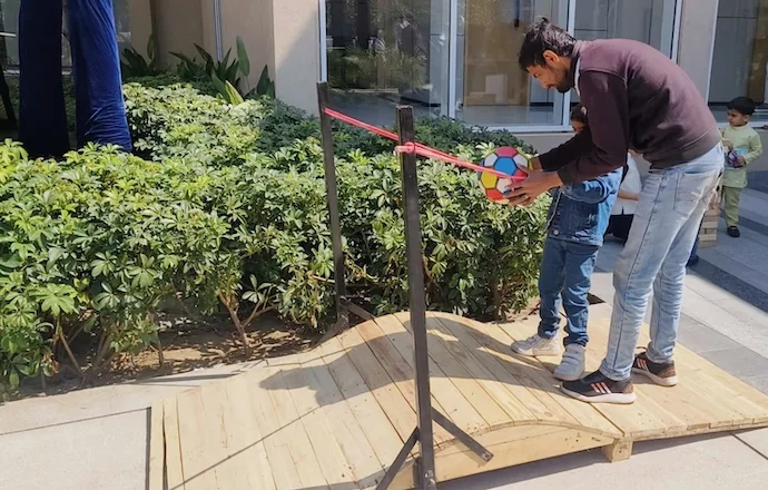 Slingshot party game arranged for a Lucknow celebration