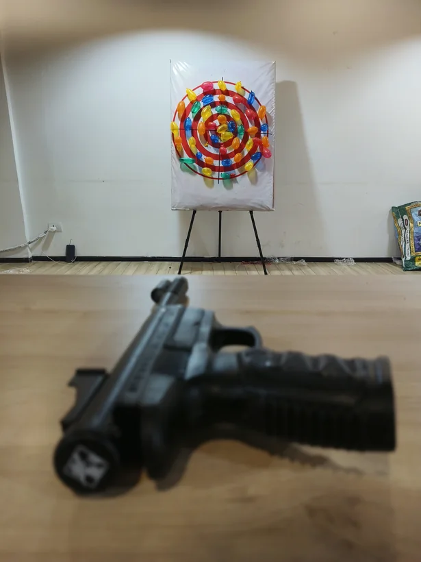 Indoor balloon shooting target board ready for guests in Lucknow