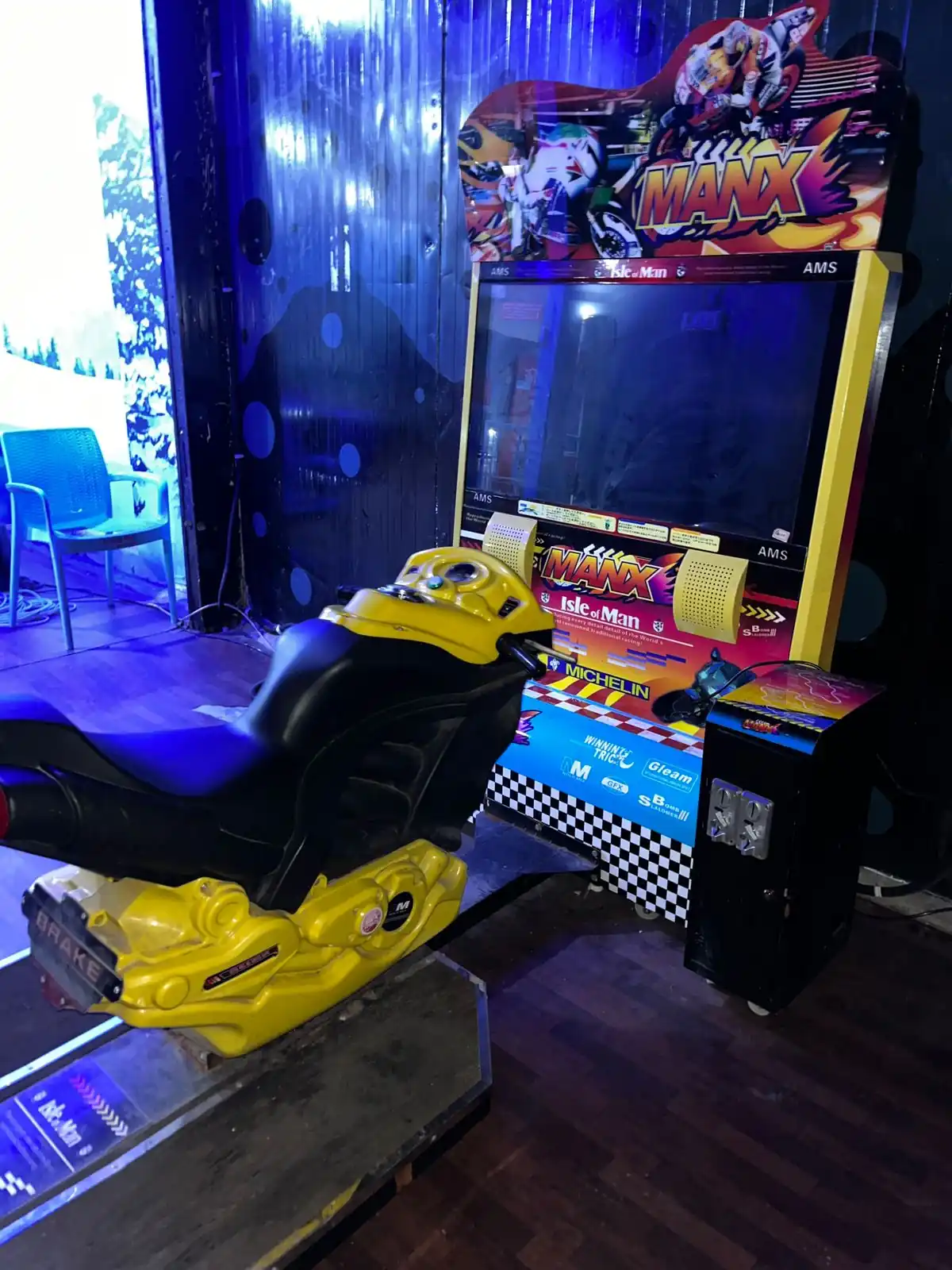 Bike racing arcade game arranged for an indoor event in Jaipur