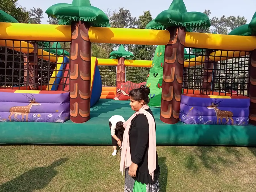 Event-ready bouncy game setup by Page One Memories in Delhi