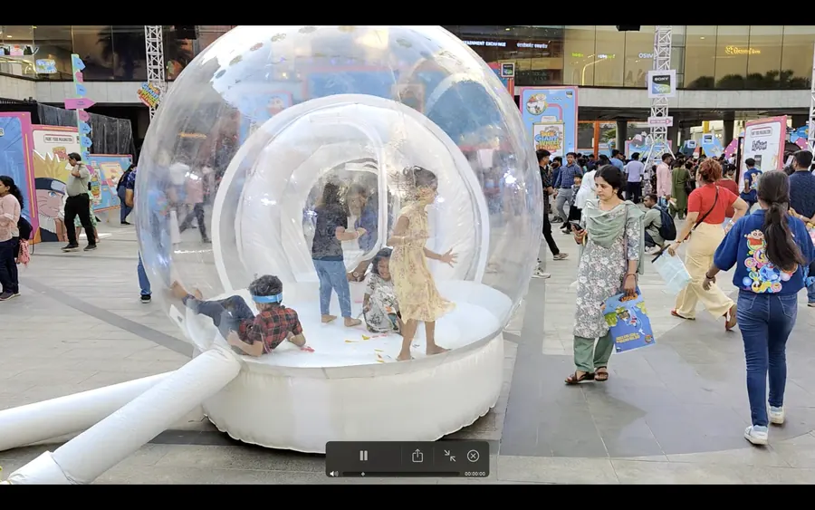 Close view of bubble house arranged at a Noida venue