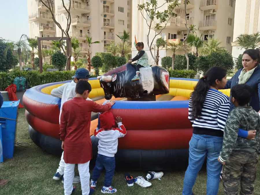 Bull Ride Game setup prepared for an event in Lucknow