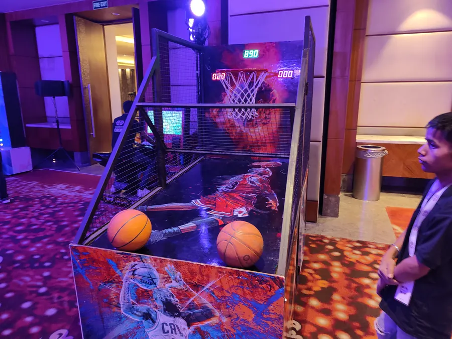 Close view of electronic basketball game arranged at a Jaipur venue