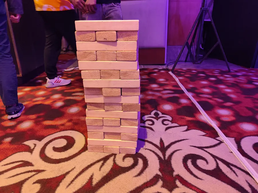 Giant Jenga setup prepared for an event in Chandigarh