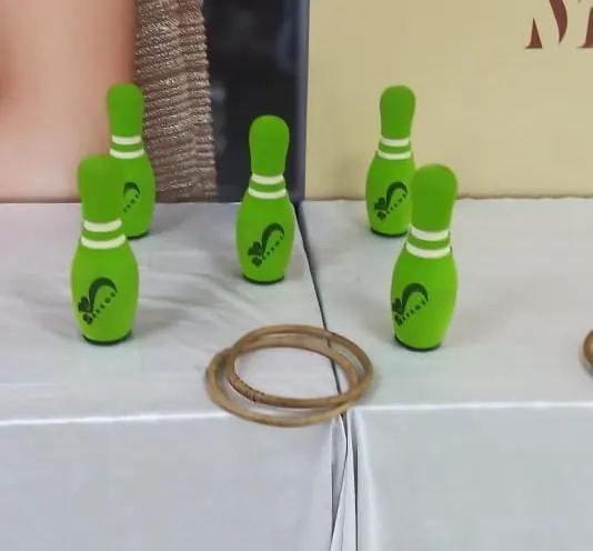 Compact ring toss game prepared for a party