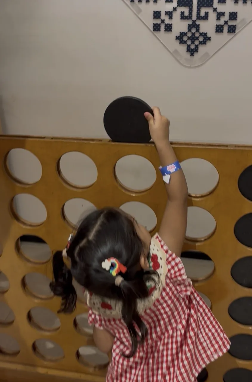 Connect Four wooden game setup for events in Noida
